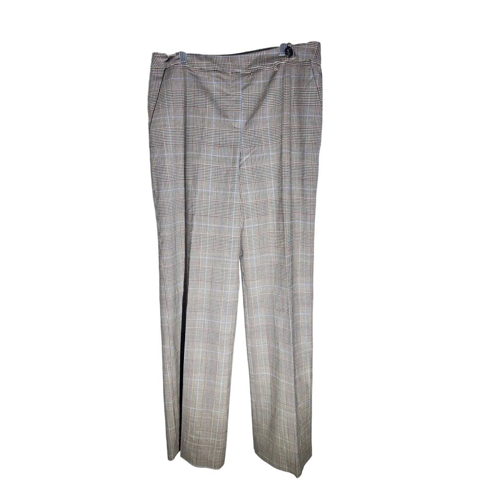 Anne Klein Stretch Wool Blend Plaid Trousers Size 10
